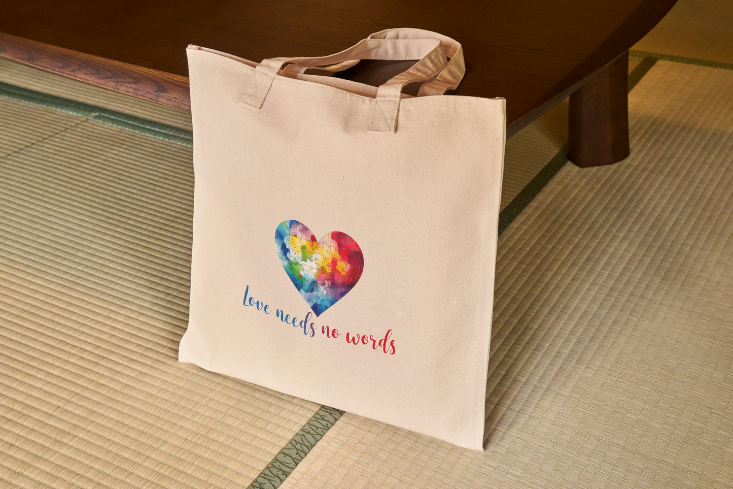 Autism Awarness -lepoard print heart 100%cotton tote bag