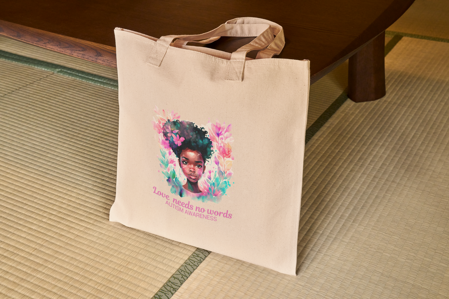 Love Needs no Words -Pink 100%cotton tote bag