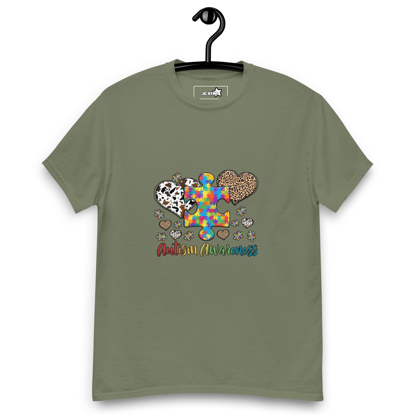 Unisex classic tee Autism Awareness leopard print heart