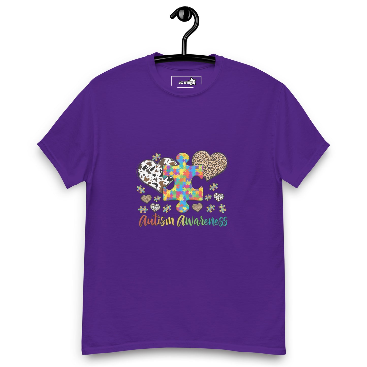 Unisex classic tee Autism Awareness leopard print heart