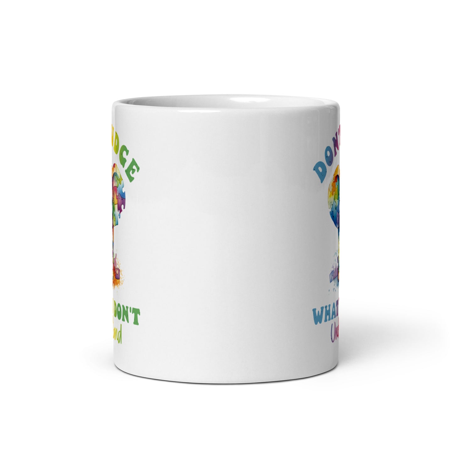Don#t Judge Elephant White glossy mug