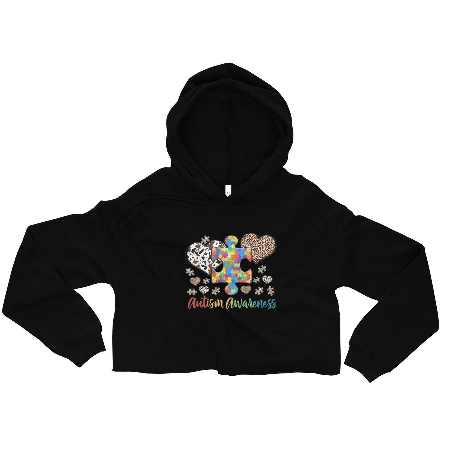 Crop Hoodie Autism Awareness Leopard print heart