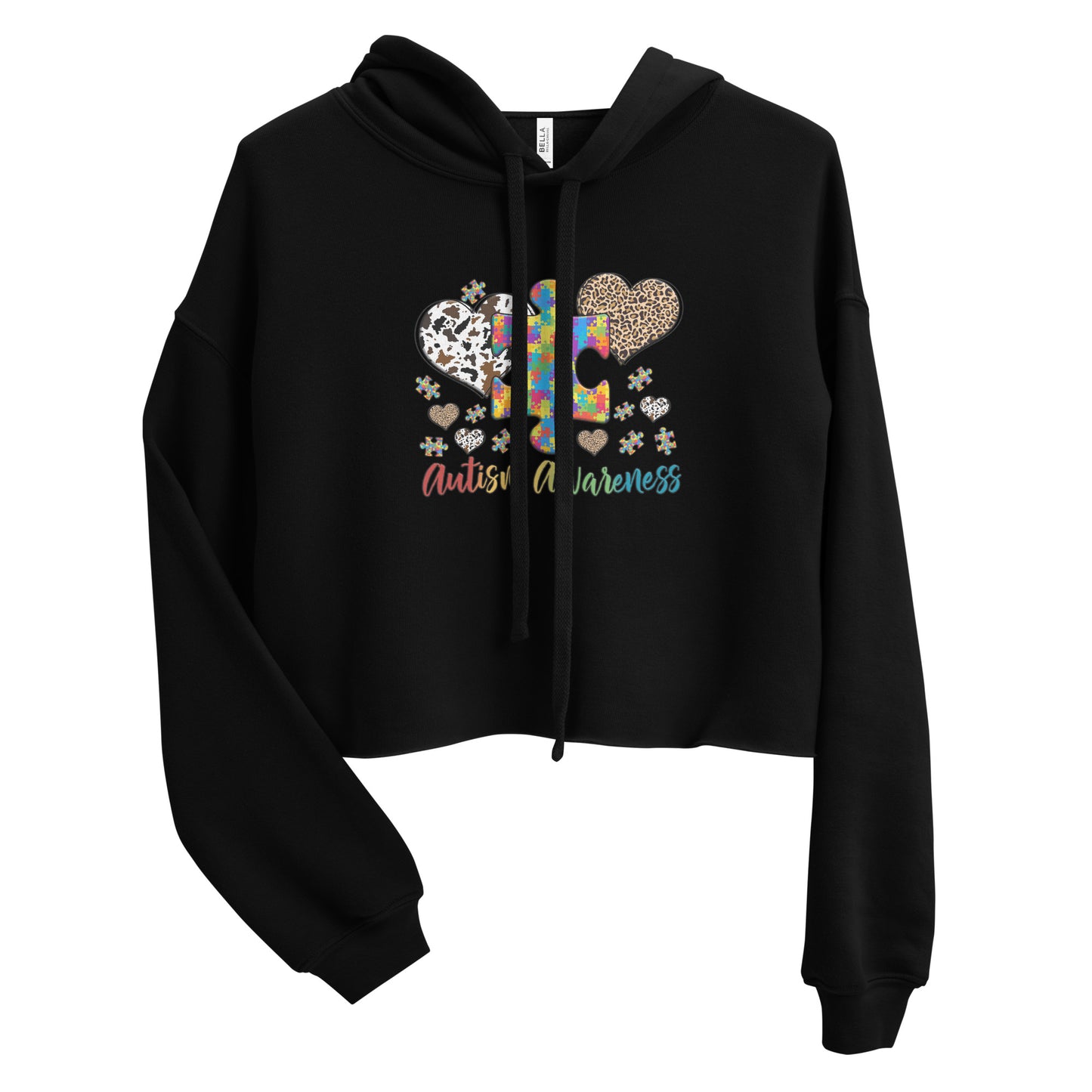 Crop Hoodie Autism Awareness Leopard print heart
