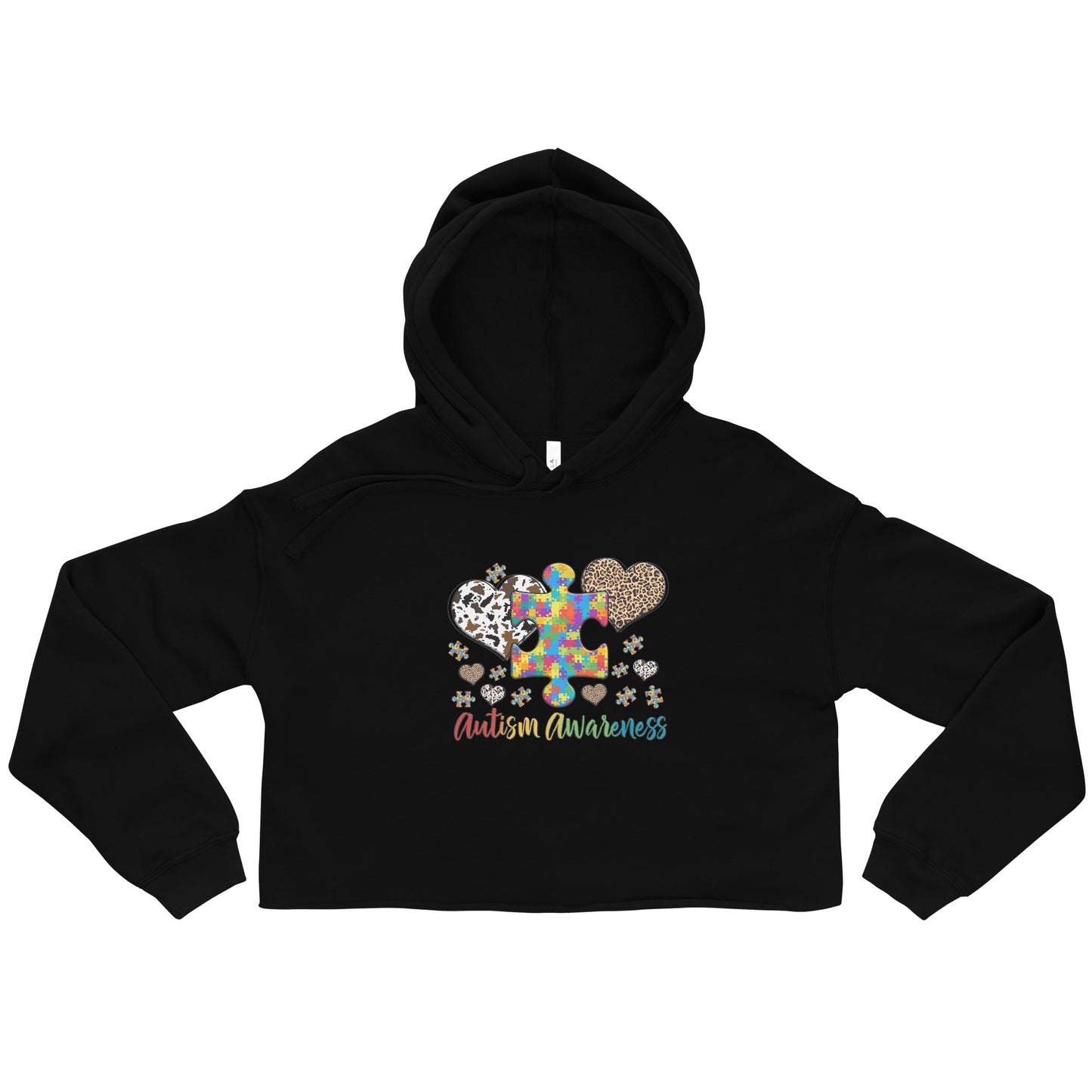 Crop Hoodie Autism Awareness Leopard print heart