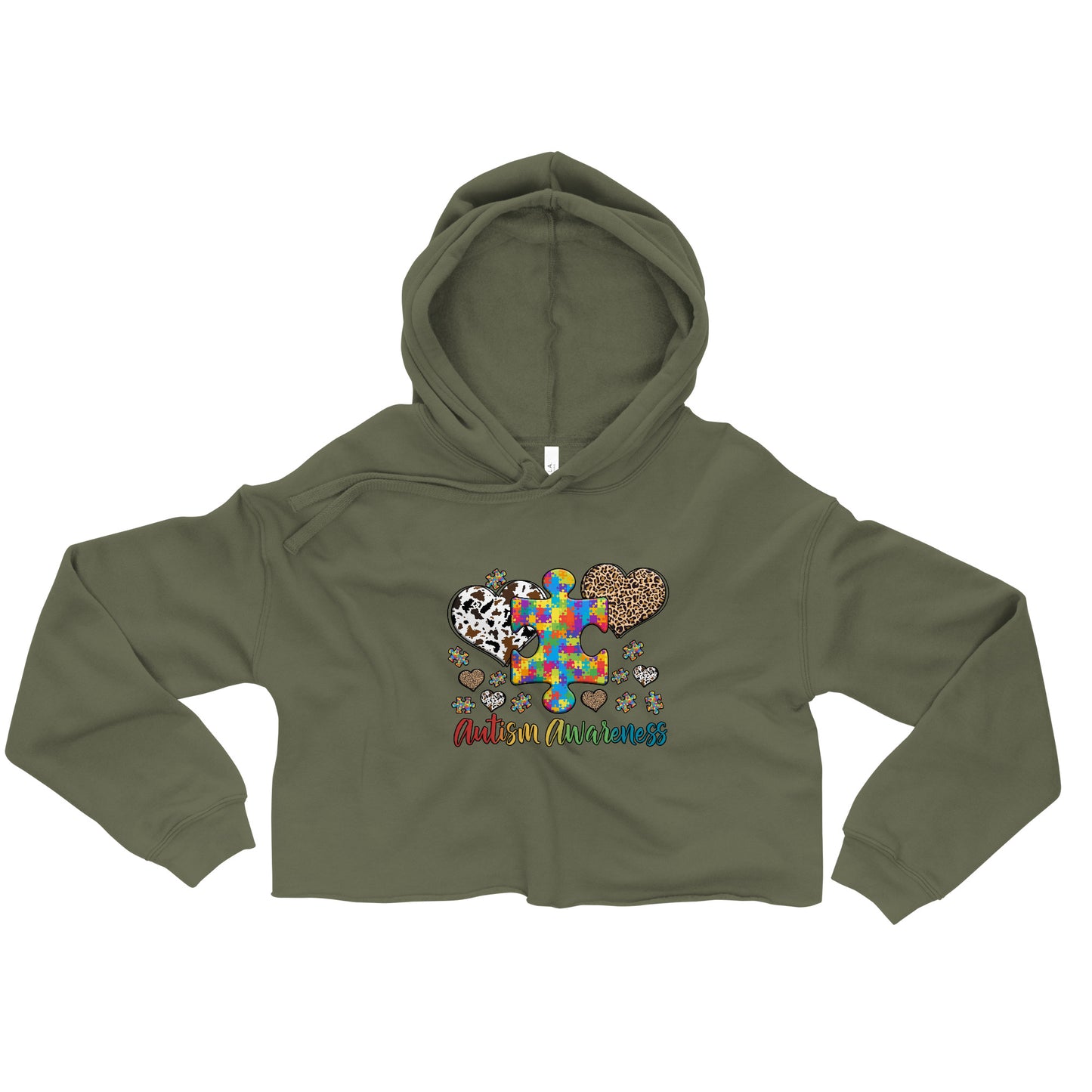 Crop Hoodie Autism Awareness Leopard print heart