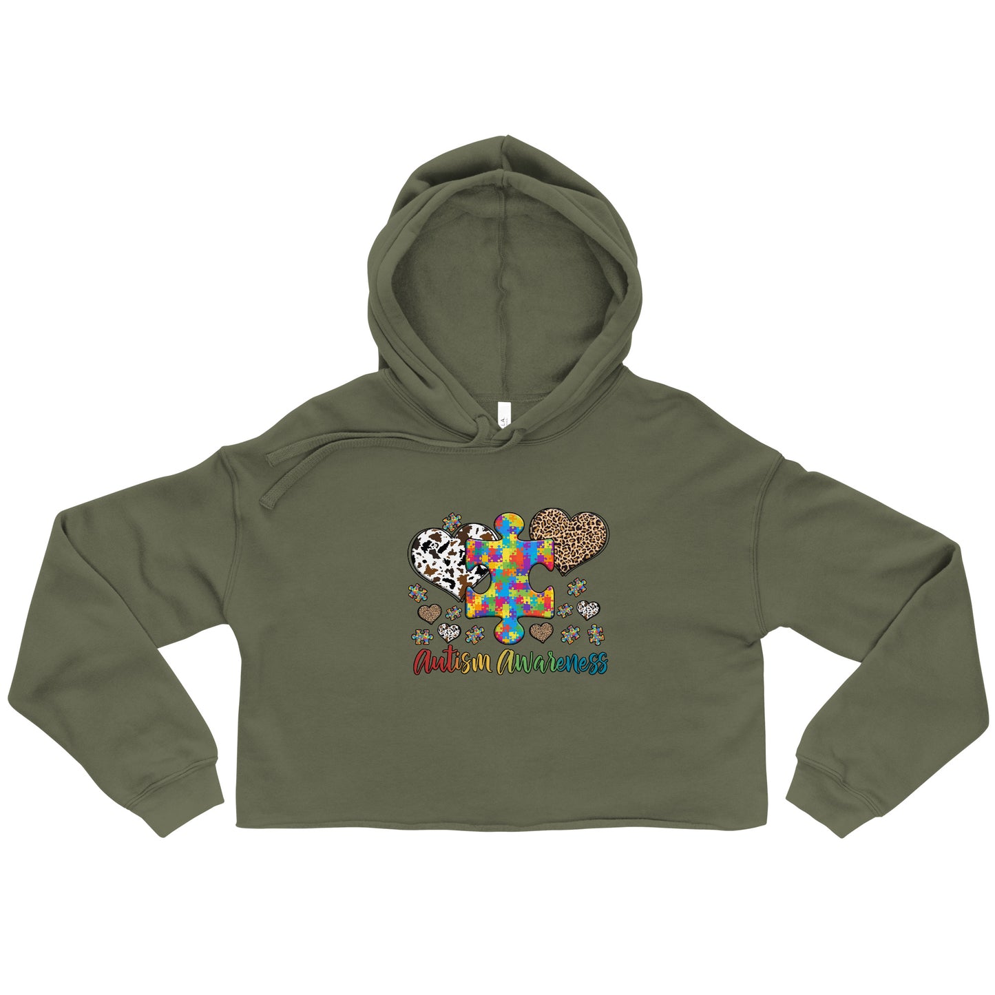 Crop Hoodie Autism Awareness Leopard print heart