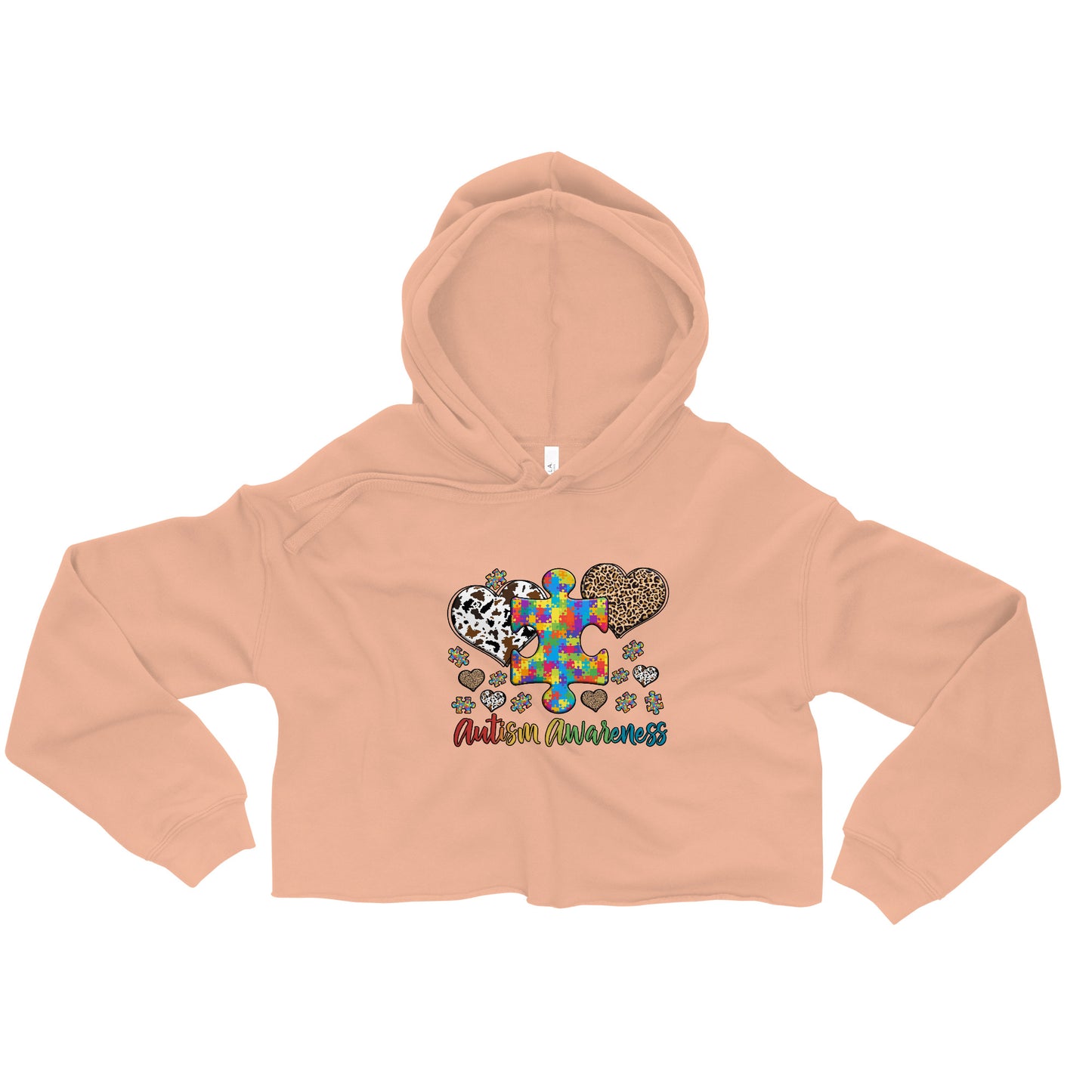 Crop Hoodie Autism Awareness Leopard print heart