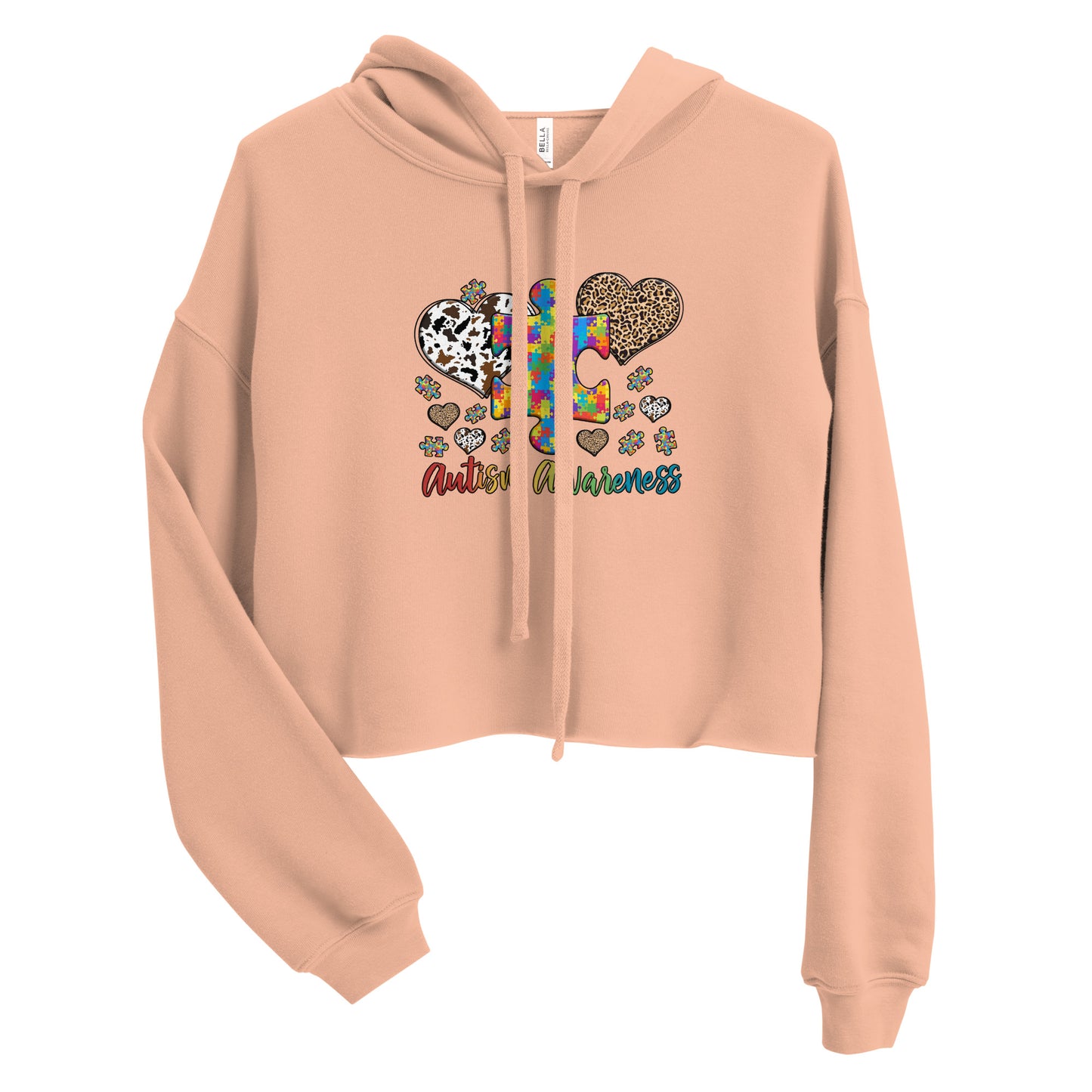 Crop Hoodie Autism Awareness Leopard print heart