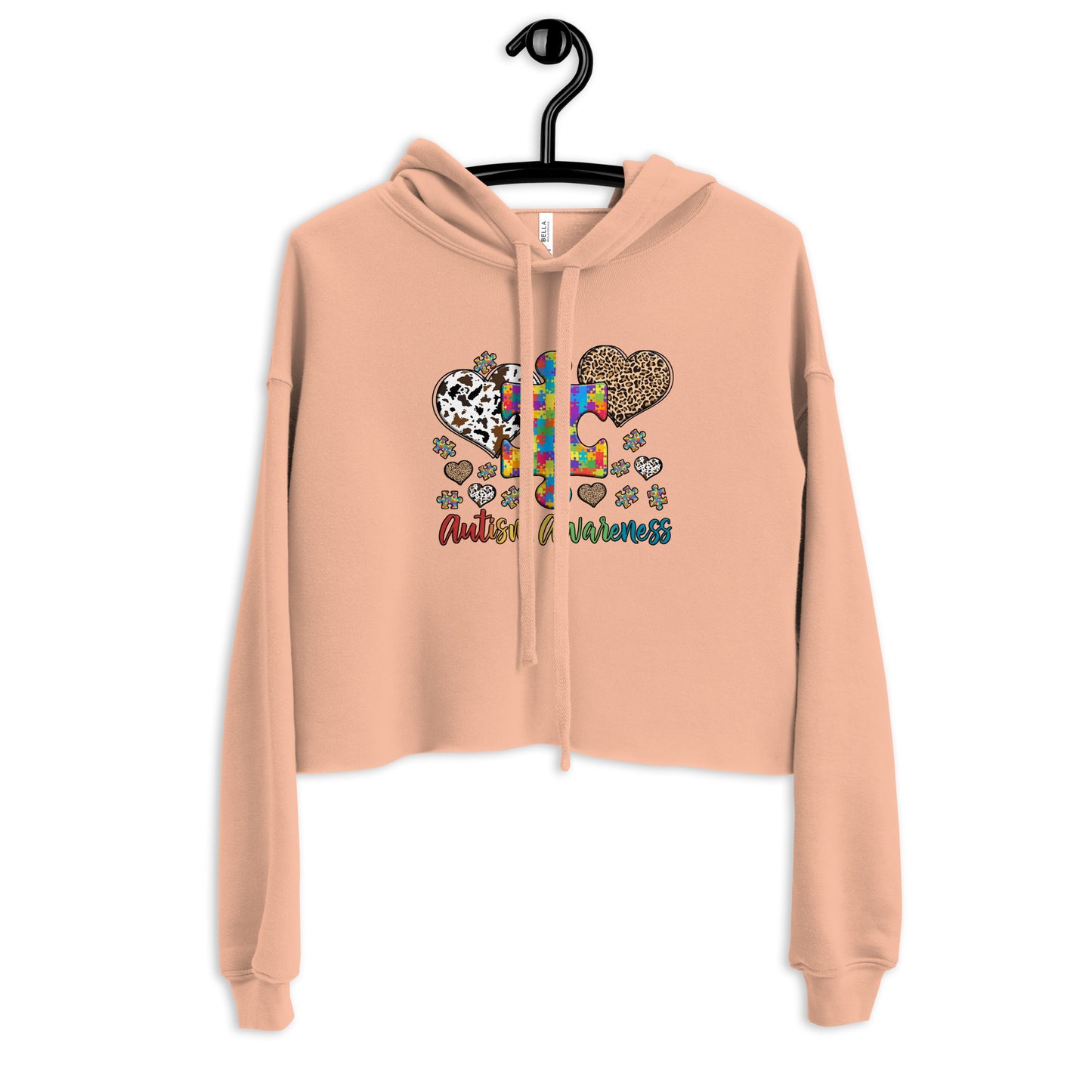 Crop Hoodie Autism Awareness Leopard print heart