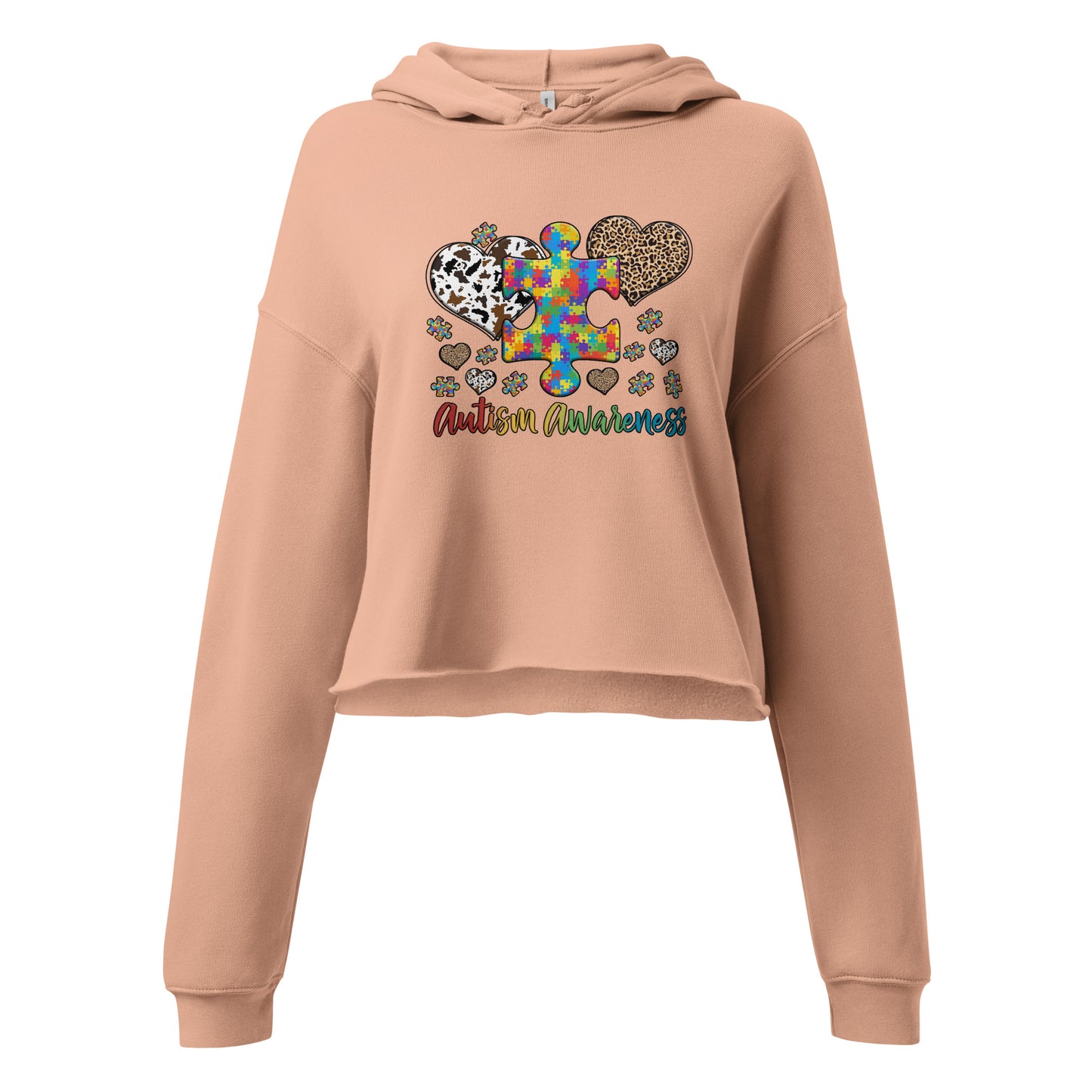 Crop Hoodie Autism Awareness Leopard print heart