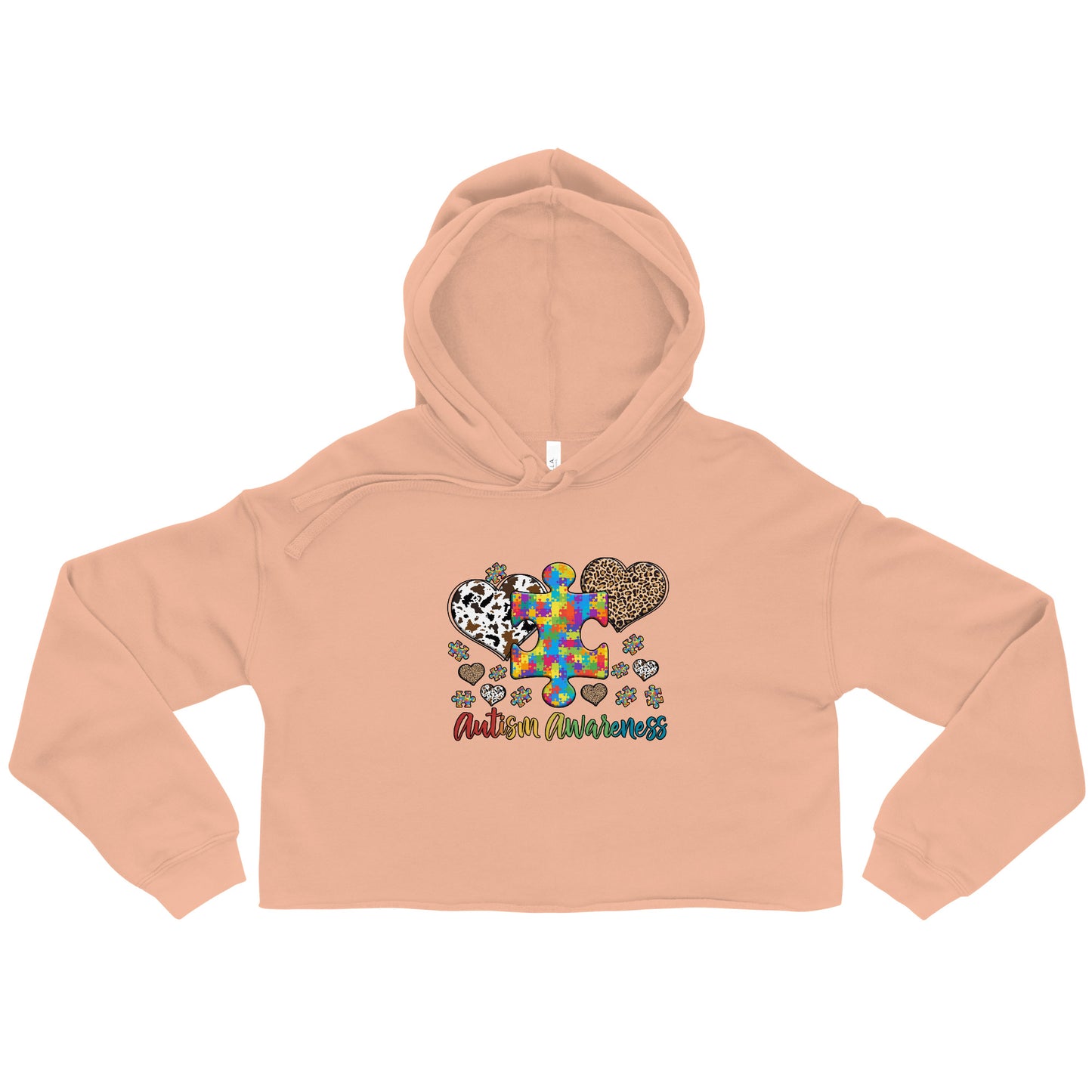 Crop Hoodie Autism Awareness Leopard print heart