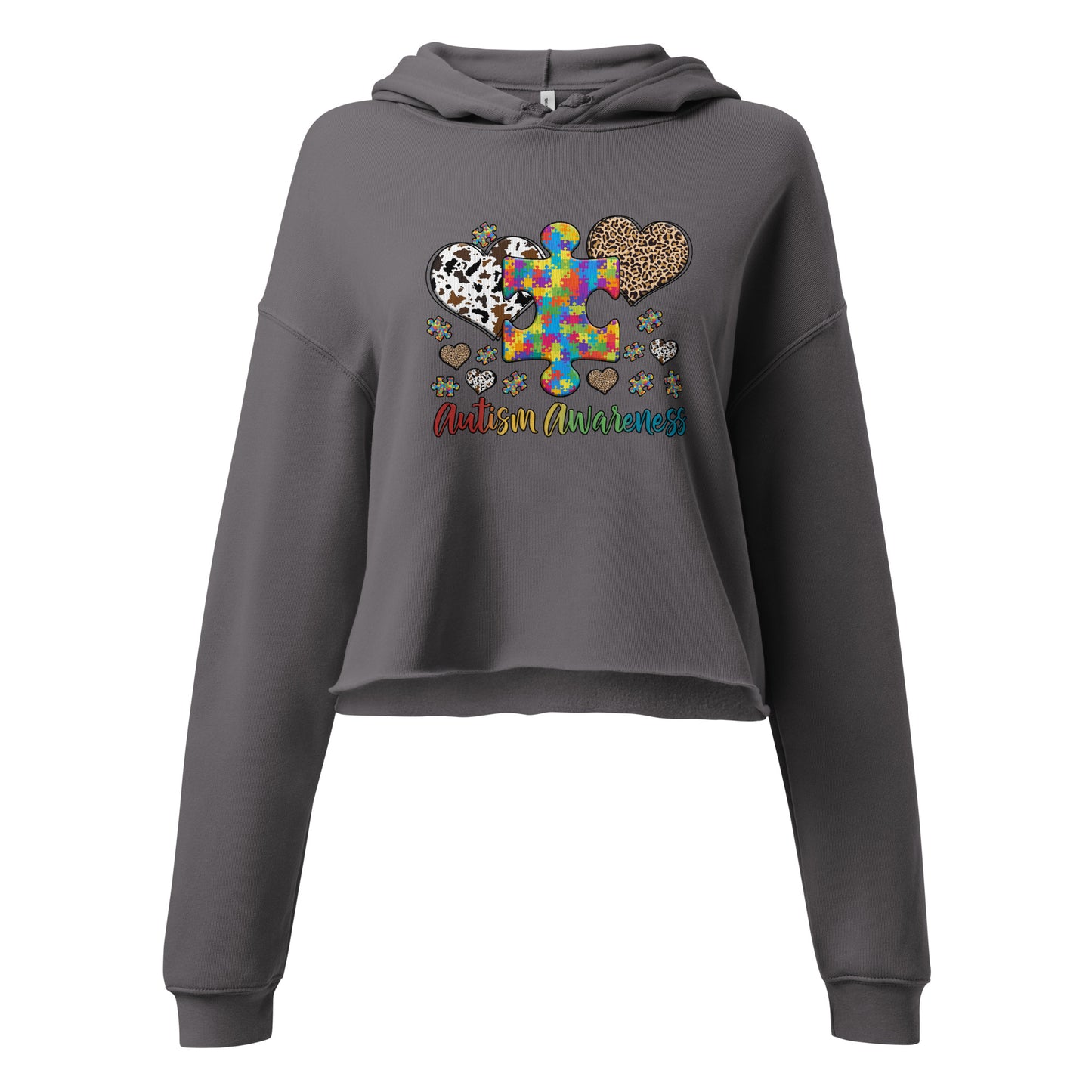 Crop Hoodie Autism Awareness Leopard print heart