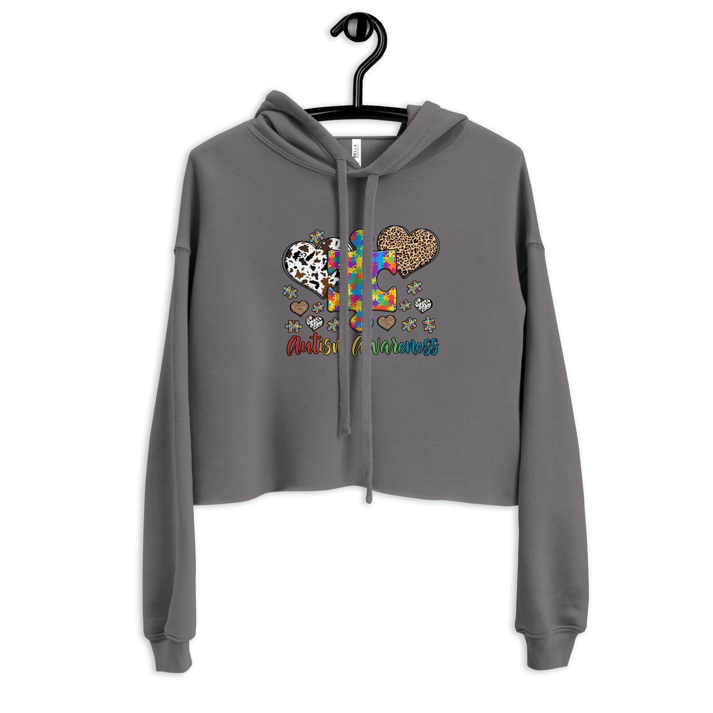 Crop Hoodie Autism Awareness Leopard print heart