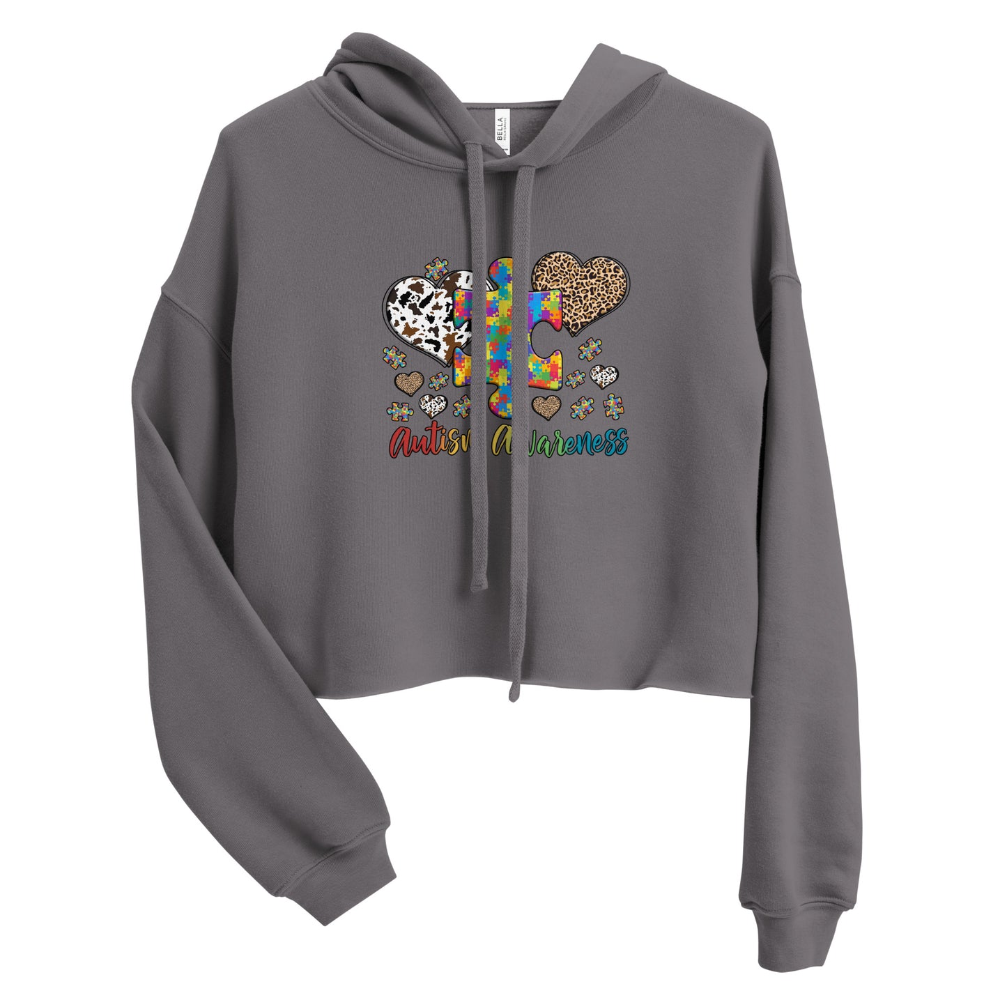 Crop Hoodie Autism Awareness Leopard print heart