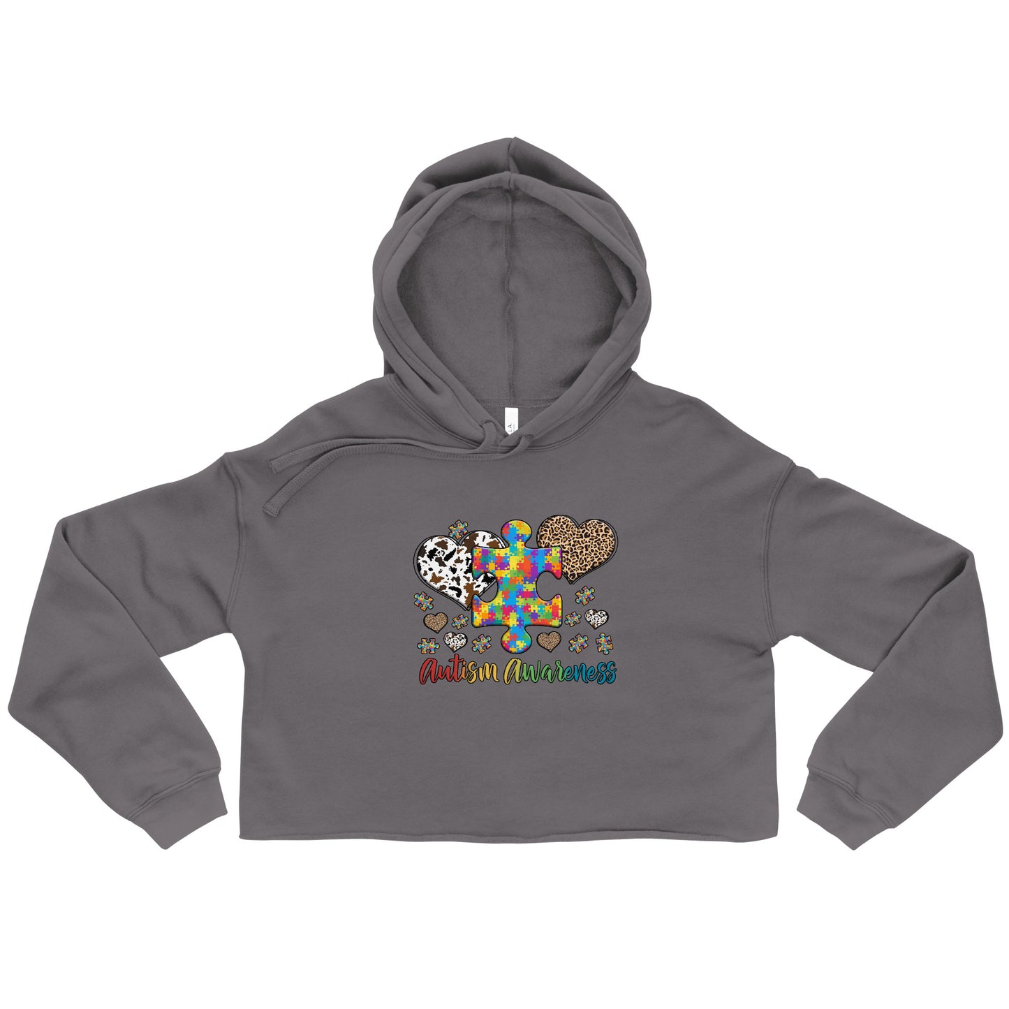Crop Hoodie Autism Awareness Leopard print heart