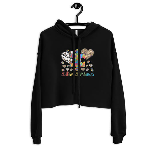 Crop Hoodie Autism Awareness Leopard print heart
